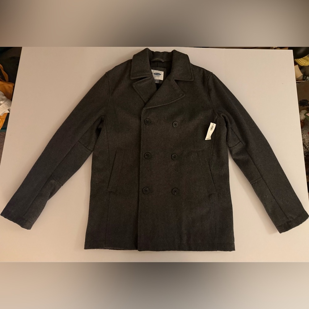 NWT Old Navy Men’s Double Breasted Pea Coat Gray Size M - Picture 2 of 9